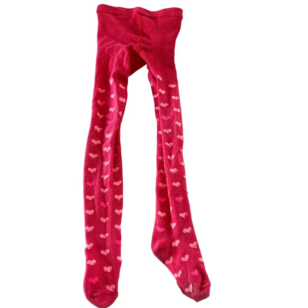Gap Girls Red Heart Print Winter Tights - Size xs 4/5